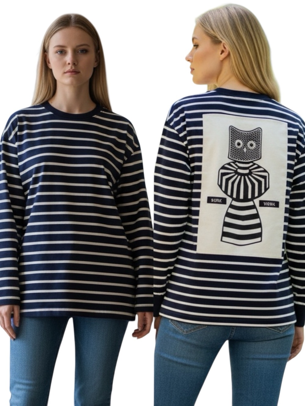 ZARA x Luis Vidal Stripe Long Sleeve Tee Artist Collaboration Patch Back Size L